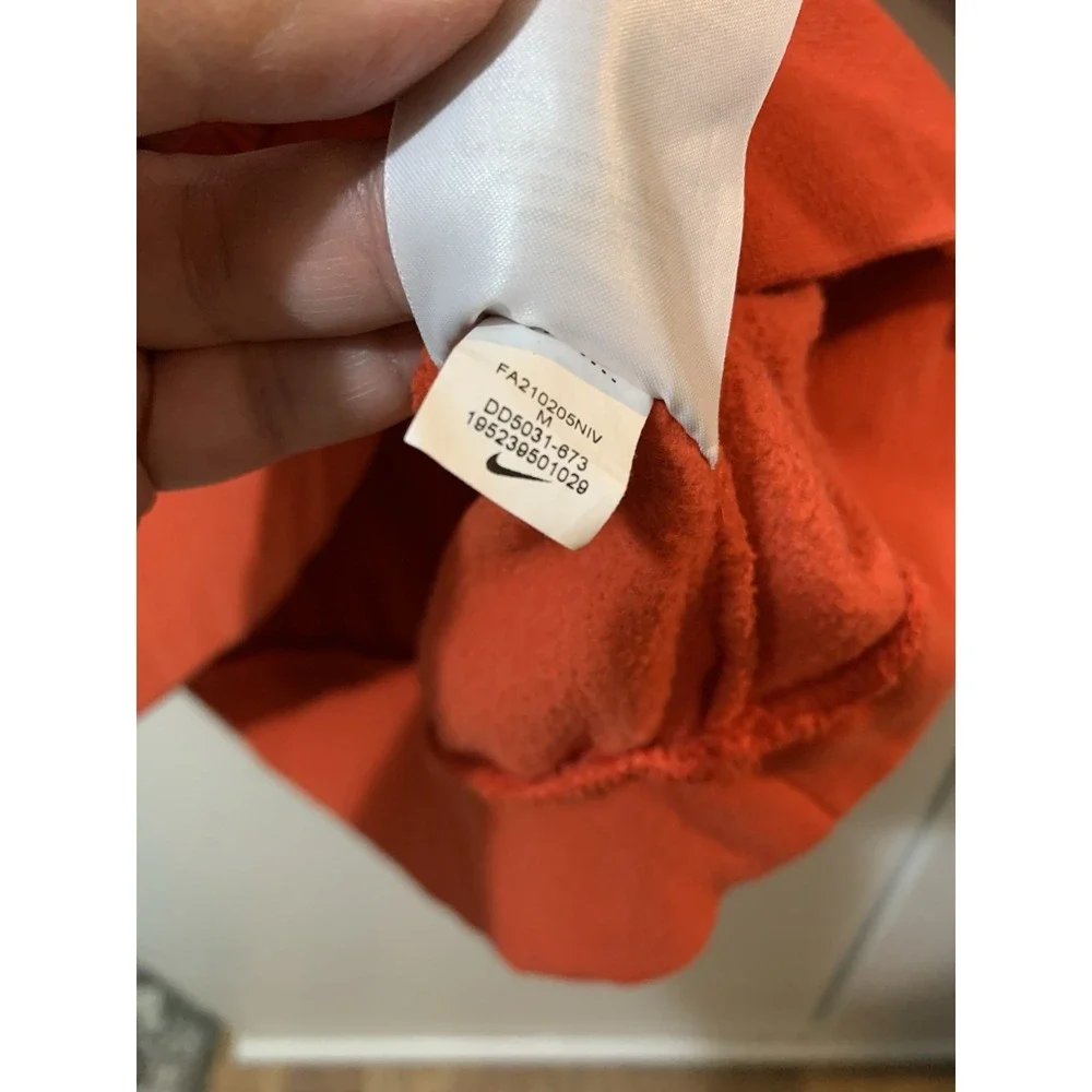 Nike Mens Orange Houndstooth Quarter Zip Pullover Sweatshirt Swoosh Logo Medium